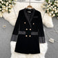 High end goddess suit collar velvet dress  1534