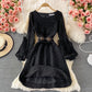 Round neck waist Ruffle Dress  3003