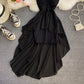 High waist irregular strapless dress  2719