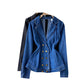 Denim Jacket Women's V-neck open back temperament top  1503