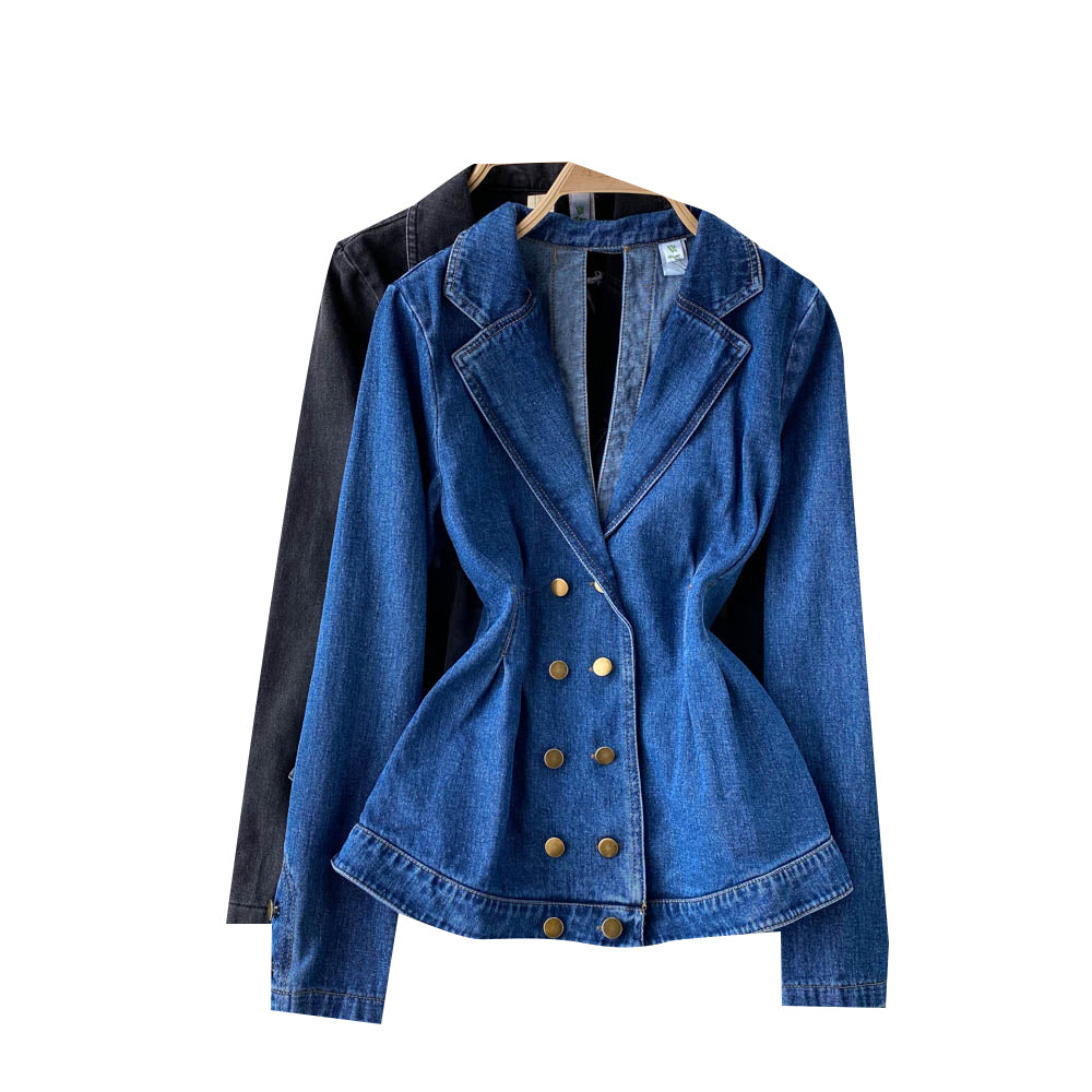 Denim Jacket Women's V-neck open back temperament top  1503