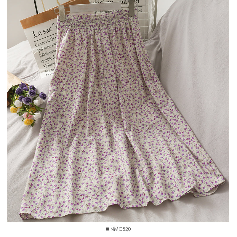 Jupe mi-longue slim taille haute fleurie 2636