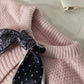 Haut cardigan vintage en tricot ample à simple boutonnage et à manches longues avec nœud papillon 1448
