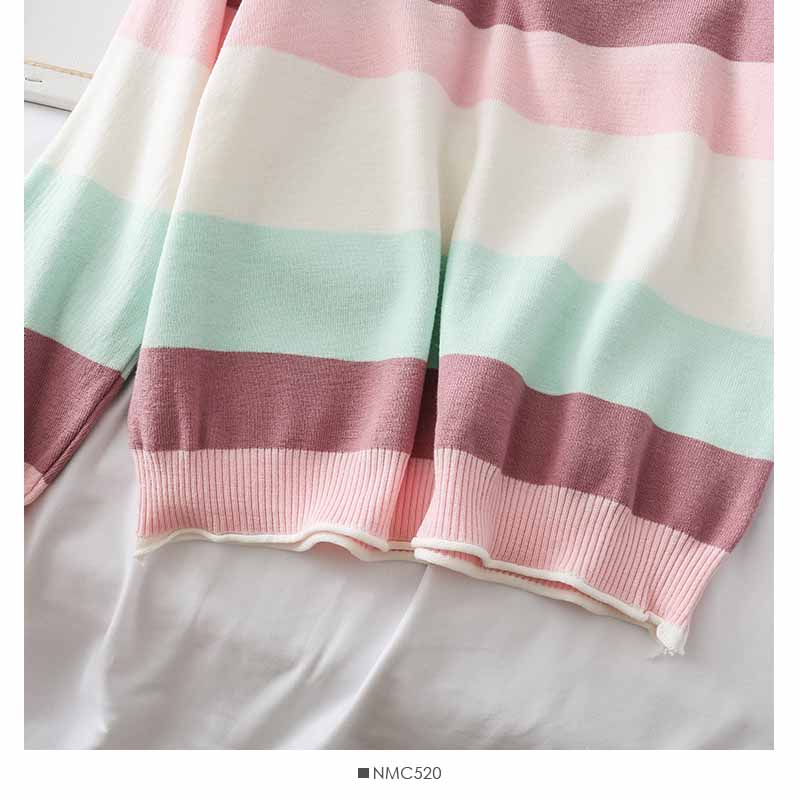 Women's colorful striped long sleeved knitwear  1814