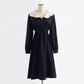 New French dress Hepburn wind lamp corduroy bottomed skirt baby collar skirt  2239