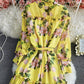 Gelbes Blumenkleid in A-Linie 1307