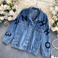 Denim Jacket Women's autumn new embroidery letter loose  1493