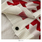 Sweet and versatile bow knot round neck single breasted sweater women  1988
