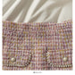 Hong Kong style retro Plaid tweed nail bead high waist hip wrap skirt female  2539