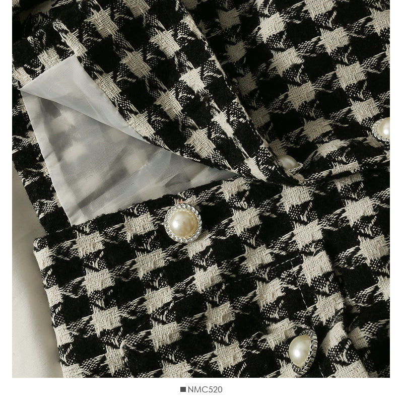 Splicing wooden ear edge doll neck long sleeve small coat for women  2113