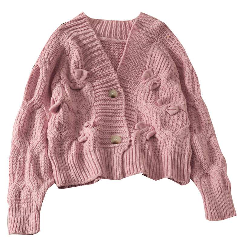 Lockerer und dünner Cardigan mit zwei Knöpfen im Herbst 1742