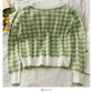 Contrast stitched Plaid Lapel short slim knit  2058
