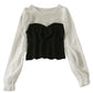 Han Fan contrast color slim wrinkled sweater women  1721