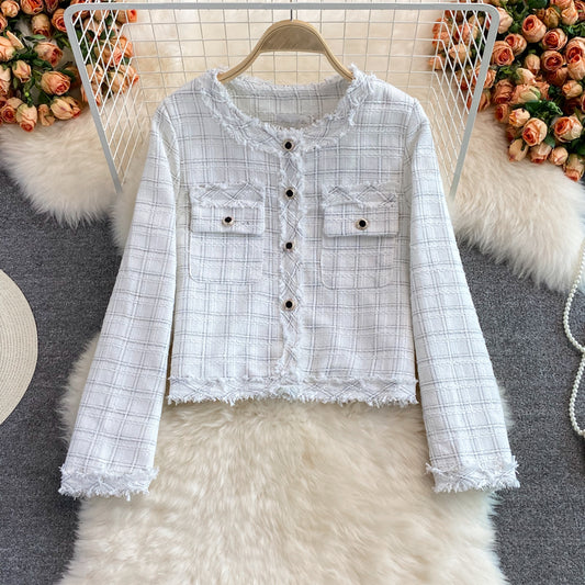 Manteau à carreaux en laine de célébrité Xiaoxiangfeng femme 1644