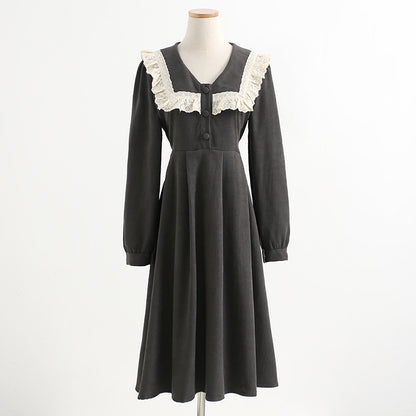 College style aging tea break skirt female Mori Department waist pure desire long skirt  2201
