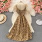 Gentle wind lady floral suspender skirt  3010