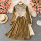 Koreanisches langärmliges Schleifenkleid mit schmaler Taille 2862