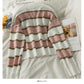 Korean stripe three button low neck thin cardigan long sleeve  1793