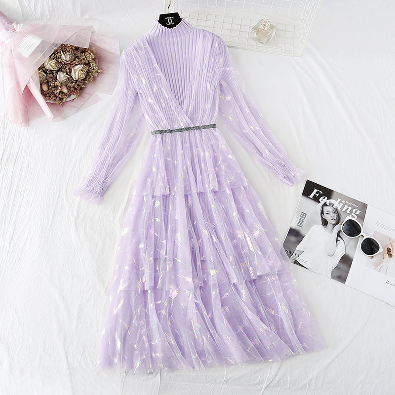Super fairy foreign style feather mesh princess skirt  2258
