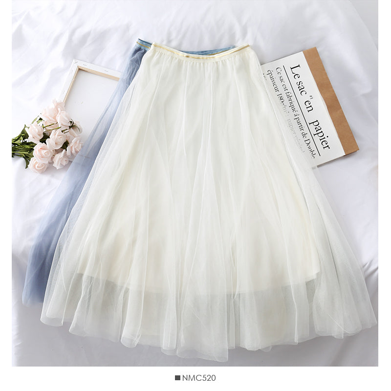Gauze skirt half body super fairy long high waist  2514