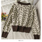 Korean retro color matching leopard three button cardigan women's sweater  1947