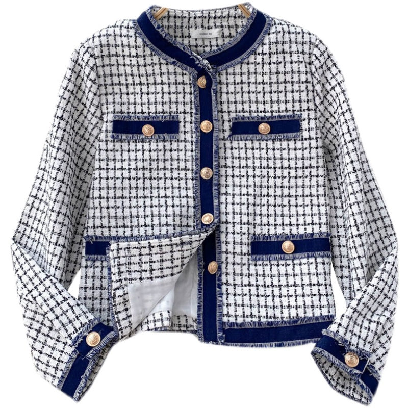 Vintage tweed small fragrance coat with denim design  1561