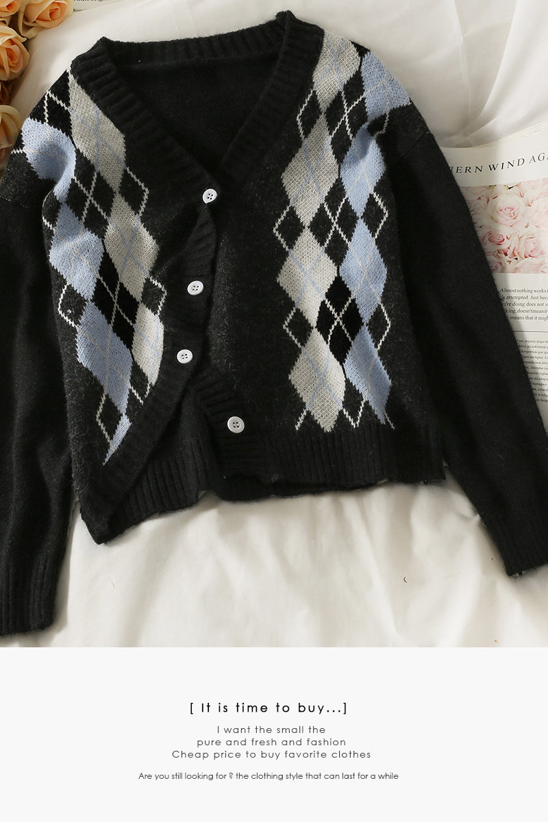 Knitwear women's autumn decoration slim V-neck versatile sweater  1955