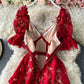 Slim lace cut-out cake dress  3430