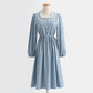 French retro long sleeved dress, college style, slim waist, red bottomed skirt  2269