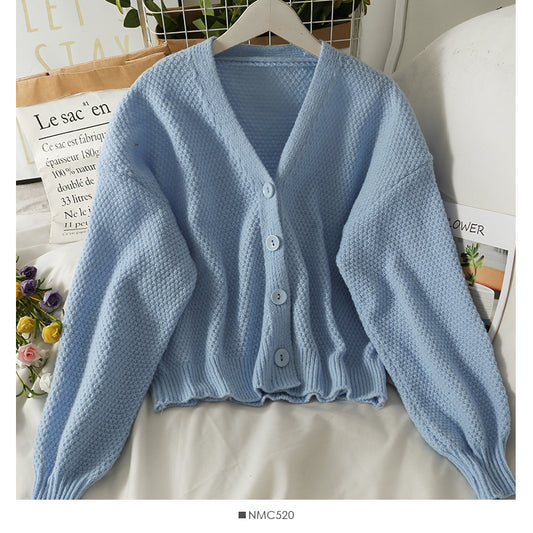 Cardigan d'extérieur polyvalent en tricot de couleur unie 1835