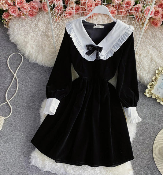 Cute A line long sleeve dress fashion dress  1306