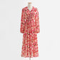 Vintage V-Neck long sleeve fairy Sen long skirt  2188