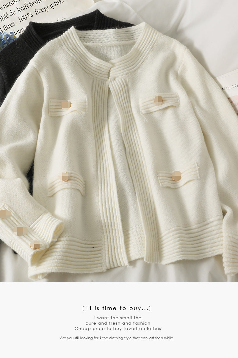 Lockerer und dünner knopfloser Pullover im französischen Nischendesign 1801
