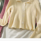 Slim slim vertical stripe Lapel single breasted cardigan sweater women  2028