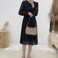 New Lapel lace long sleeve high waist slim gentle long skirt  2390