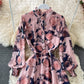 Slim waist and slim temperament French Vintage Chiffon Dress  3198