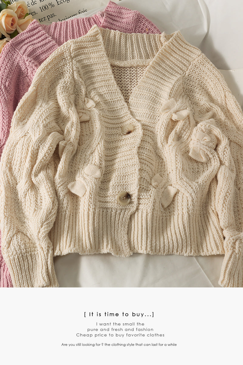 Lockerer und dünner Cardigan mit zwei Knöpfen im Herbst 1742
