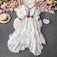Waist closing temperament Ruffle hem long skirt  3405