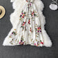 Fashion temperament one shoulder Strapless Floral Dress  2927