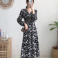 V-neck Chiffon floral dress with coat  2155