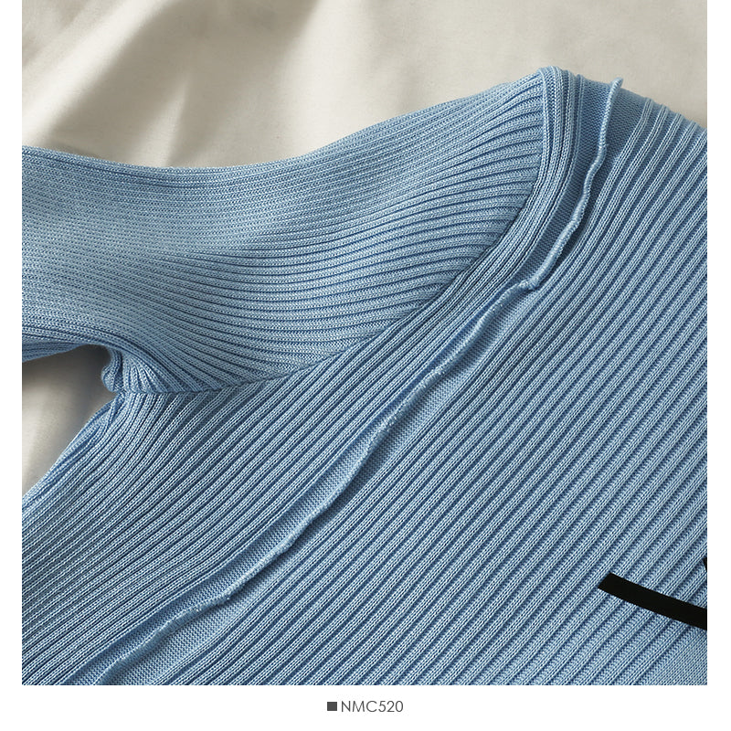 Korean bow decorative nail bead half high neck sweater for women  2053