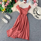 Line neck backless dress  2924