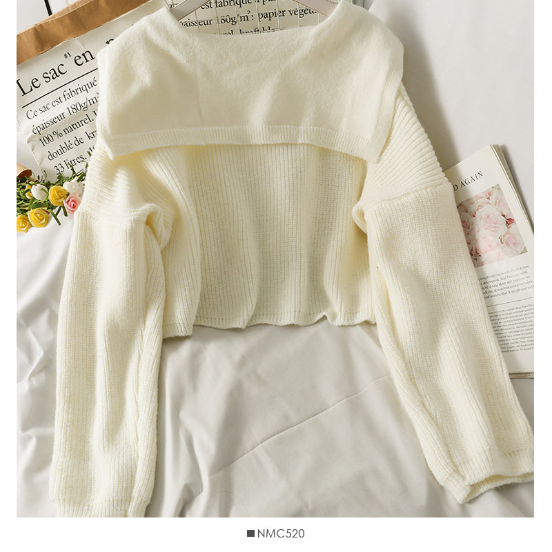 Korean version of foreign style versatile two button short sweater for women  1690
