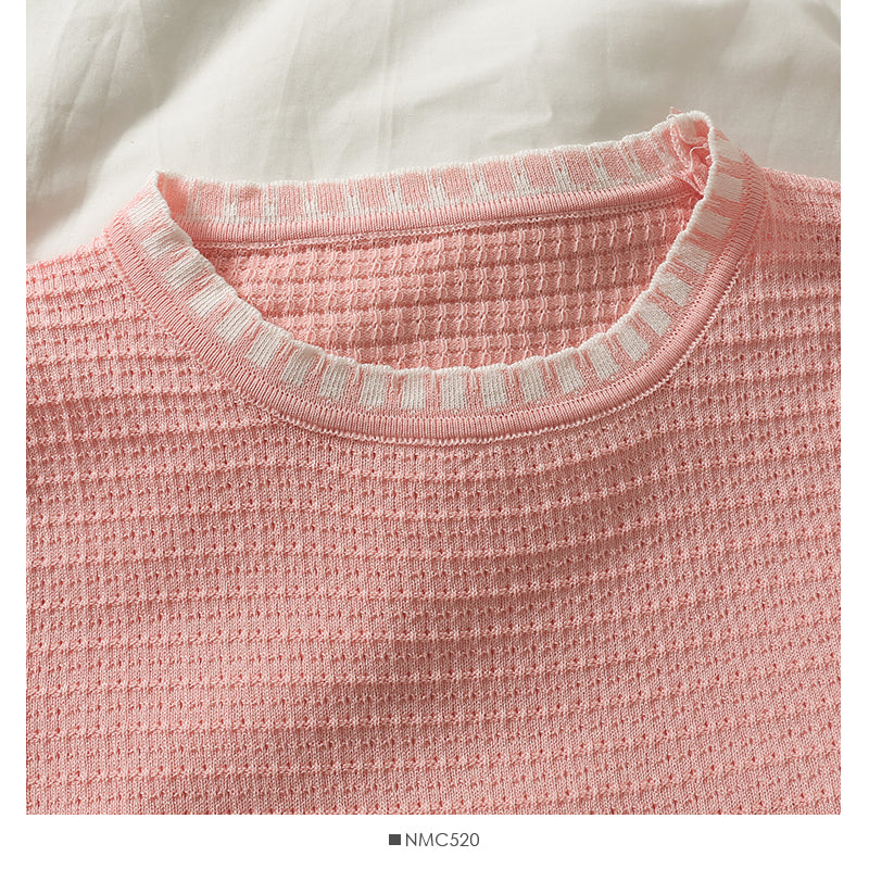 Slim and slim round neck sweater top women's new color matching bottom shirt  2040