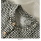 Petit cardigan court en tweed à simple boutonnage petit manteau 2092