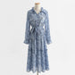 Temperament: slim waist, long sleeved chiffon dress with backing  2214