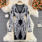 Knitted bottomed Hip Wrap Skirt celebrity temperament elastic dress  3083