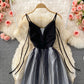 Schulterfreies Netzkleid mit V-Ausschnitt, großer Swingrock 2906