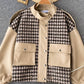 Casual coat women's leather stitched thousand bird lattice  1533