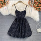 Sweet fluffy Jacquard Dress high waist Princess suspender skirt  2789